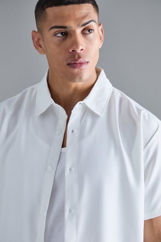 Kurzärmliges Oversize Twill-Hemd