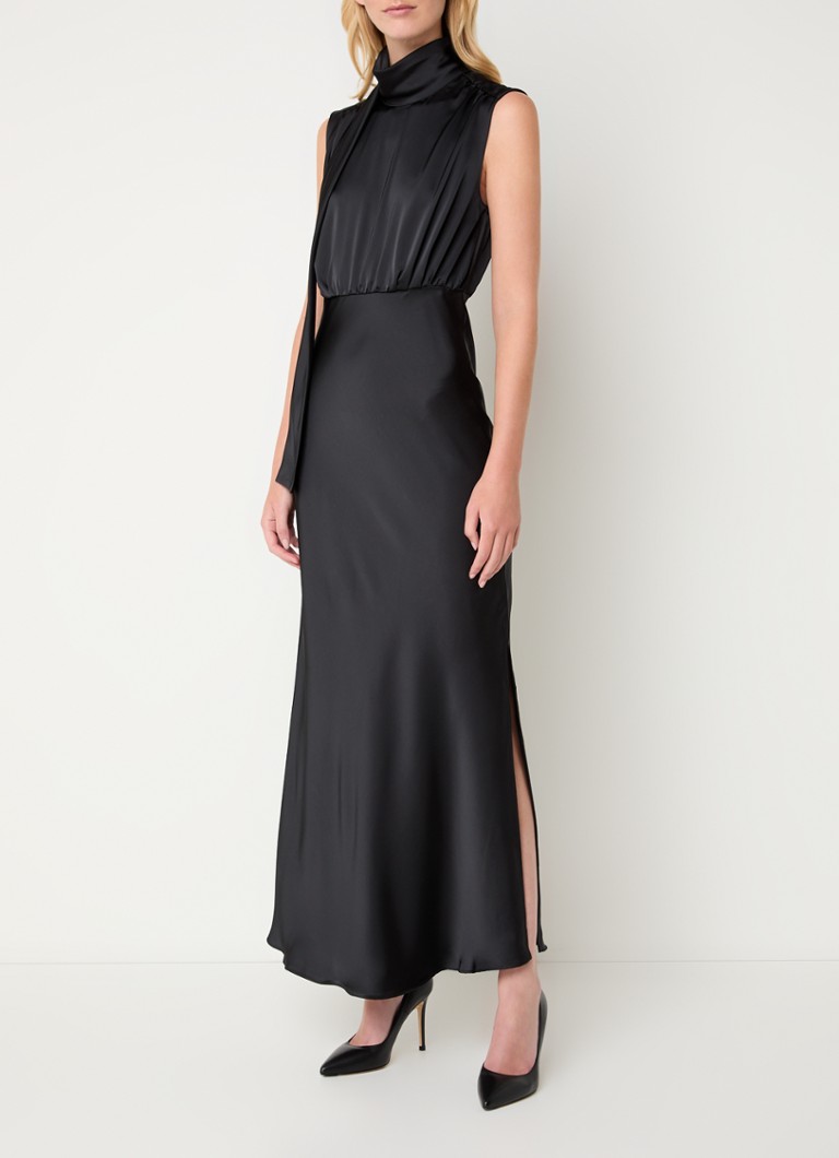 Rochie lungă din satin HUGO BOSS cu crăpătură