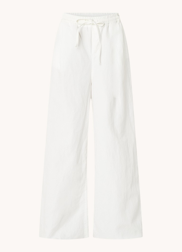 Pantaloni din in cu talie înaltă și croială largă, model 10DAYS.