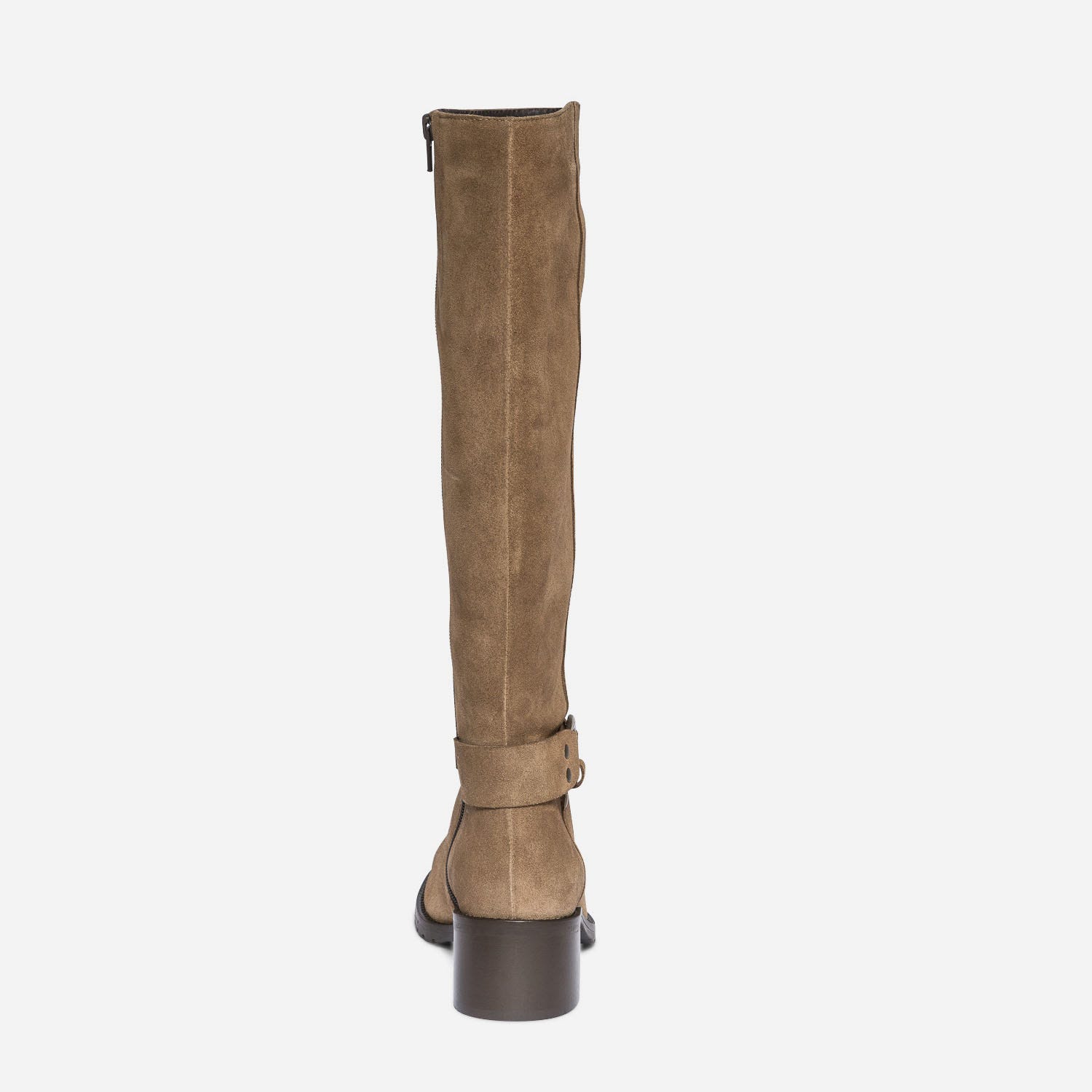 Botte taupe éco-conçue en cuir velours