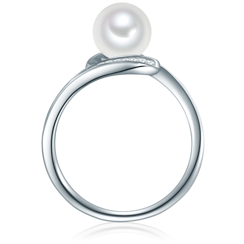 Valero Pearls Bague Argent sterling Oxyde de zirconium (CZ) Perle de culture d'eau douce en Arg Bague