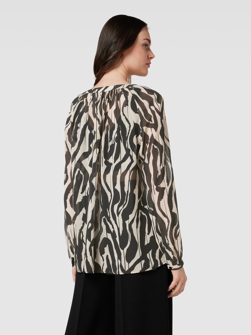 Bluse mit Tunikakragen in schwarz