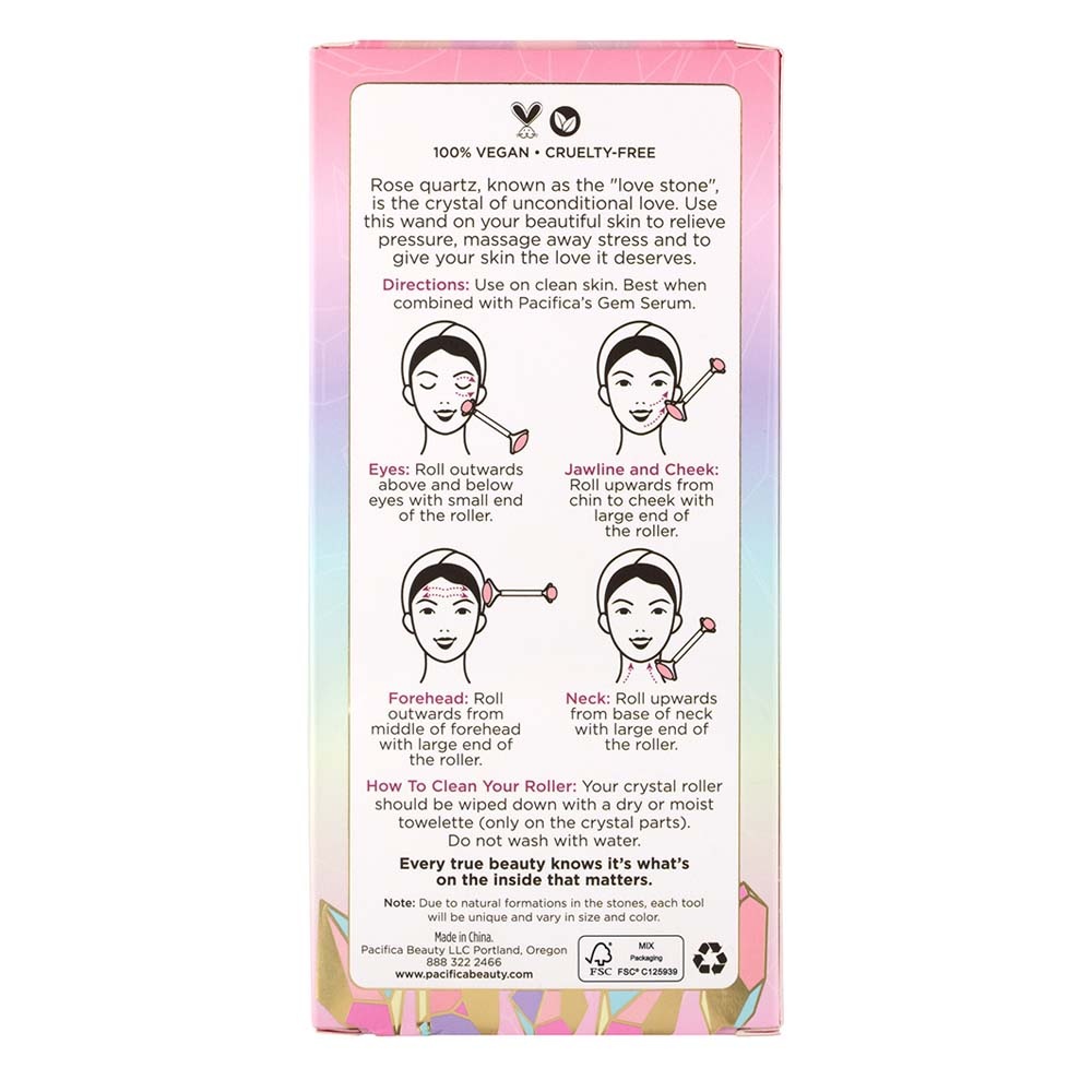 pacifica beauty Rouleau visage en quartz rose Crystal Wand Secret Weapon Soin Visage