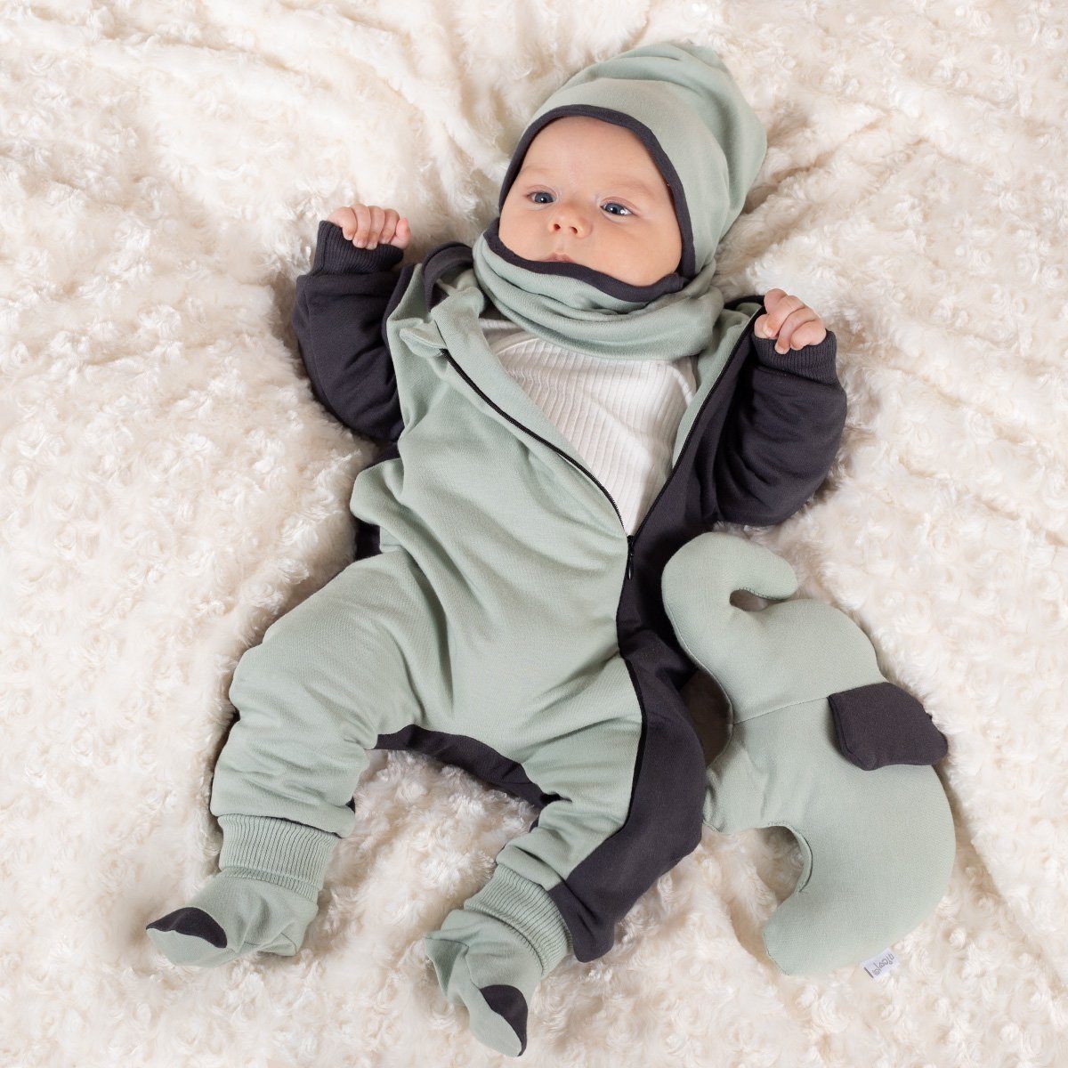 Bamar Nicol Overall Baby-Overall Olaf in Oliv/Graphit (202271)