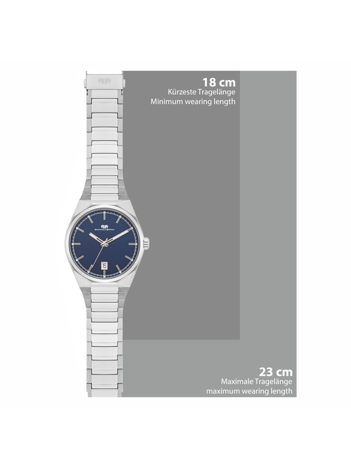 Rhodenwald & Söhne Herren Quarzuhr silber Edelstahl silber in silber günstig kaufen 23 cm