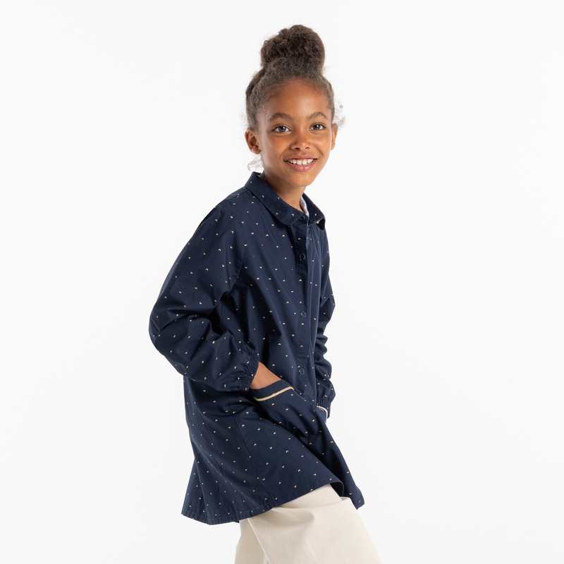 Tablier d'école imprimé bleu fille