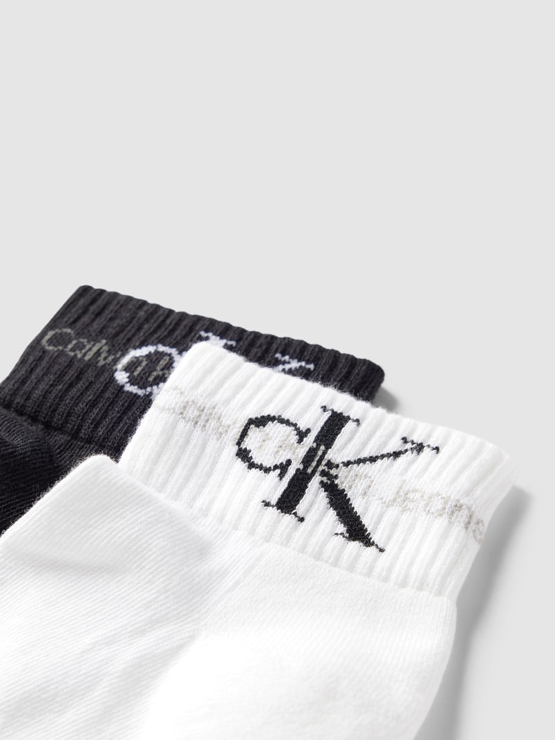 Socken mit Label-Detail Modell 'QUARTER' im 2er-Pack in schwarz
