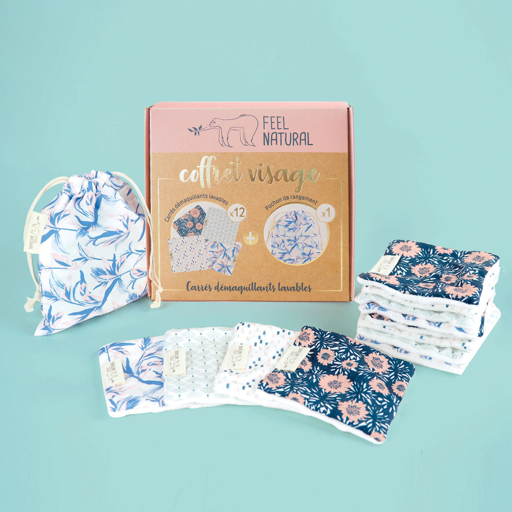 feel natural Coffret Edition limitée 12 carrés démaqu illants + pochon de rangement Coffret