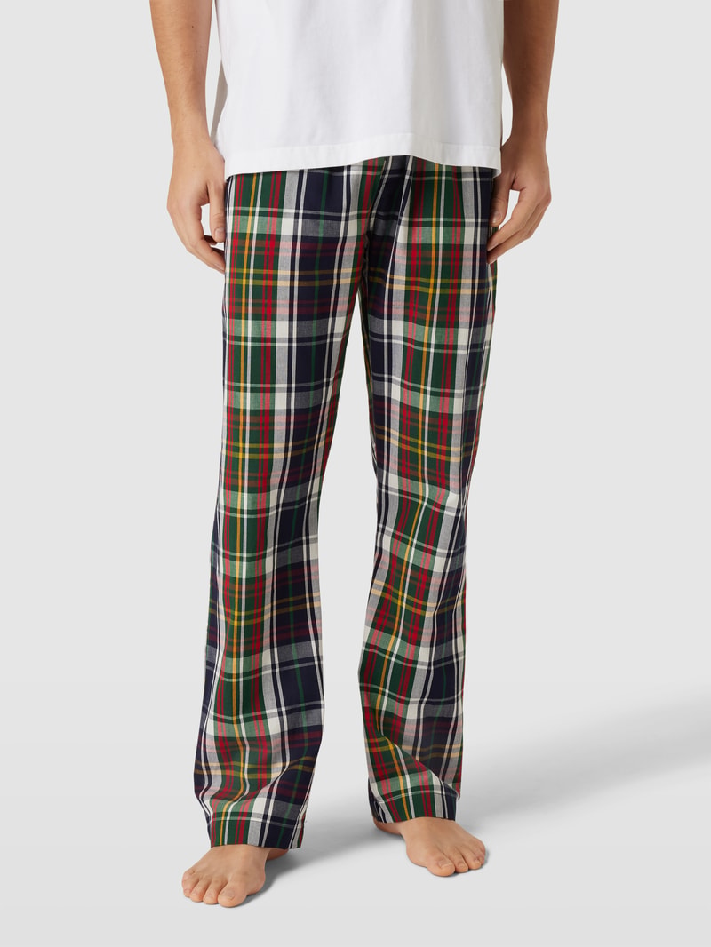 Pyjama-Hose mit elastischem Logo-Bund Modell 'CHECK' in dunkelblau