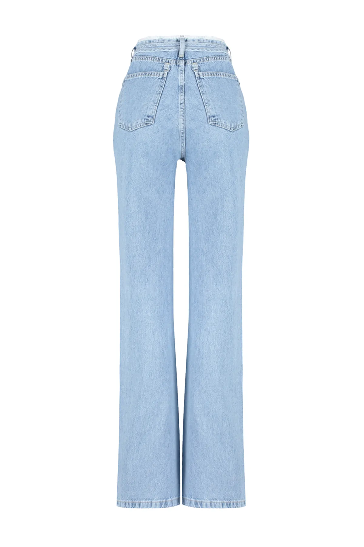 Trendyol Collection  Blaue, nachhaltigere Jeans mit weitem Bein und hoher Taille und detaillierter Taille TWOSS24JE00142