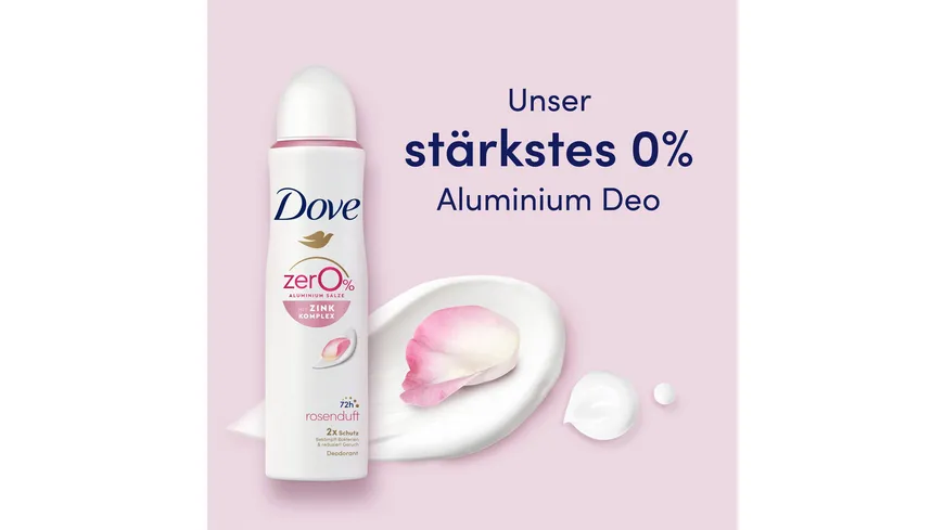 Dove Deodorant-Spray mit Zink-Komplex Rosenduft 0% Aluminiumsalze 150 ml