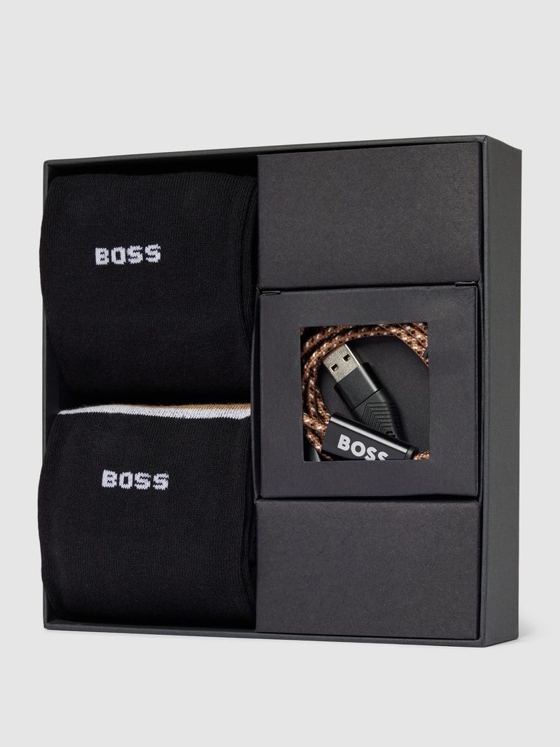 Socken mit Label-Detail im 2er-Pack in schwarz