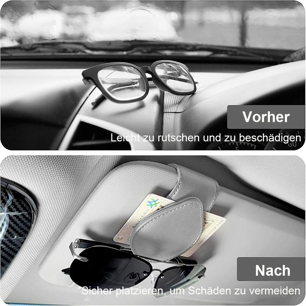 TUABUR Gläserhalter Auto-Brillen, Auto-Leder, 2er-Pack Sonnenblenden, Geschenke