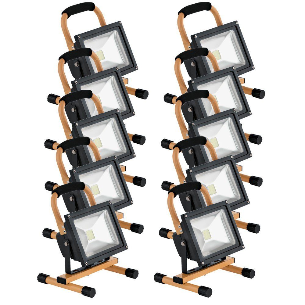 etc-shop Baustrahler, LED-Leuchtmittel fest verbaut, Kaltweiß, Tageslichtweiß, Baustrahler Flutlicht Werkstattleuchte LED Außenstrahler