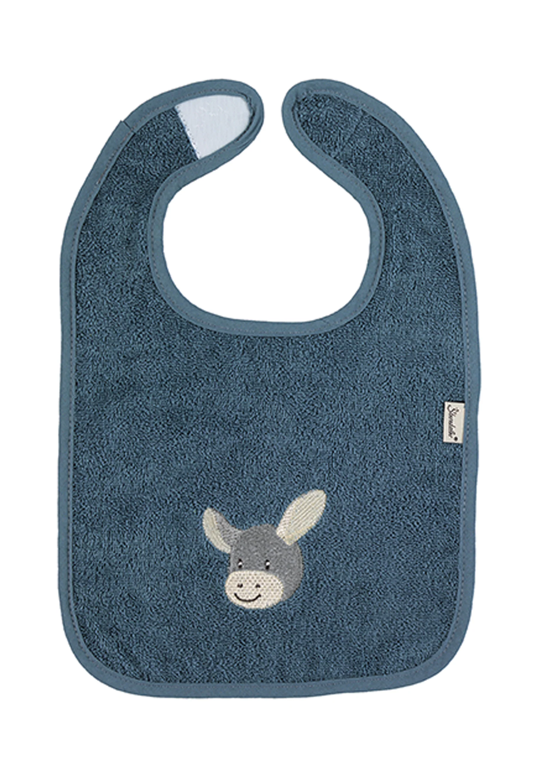 GOTS 2er-Pack Klettlätzchen Esel Emmi, Graublau