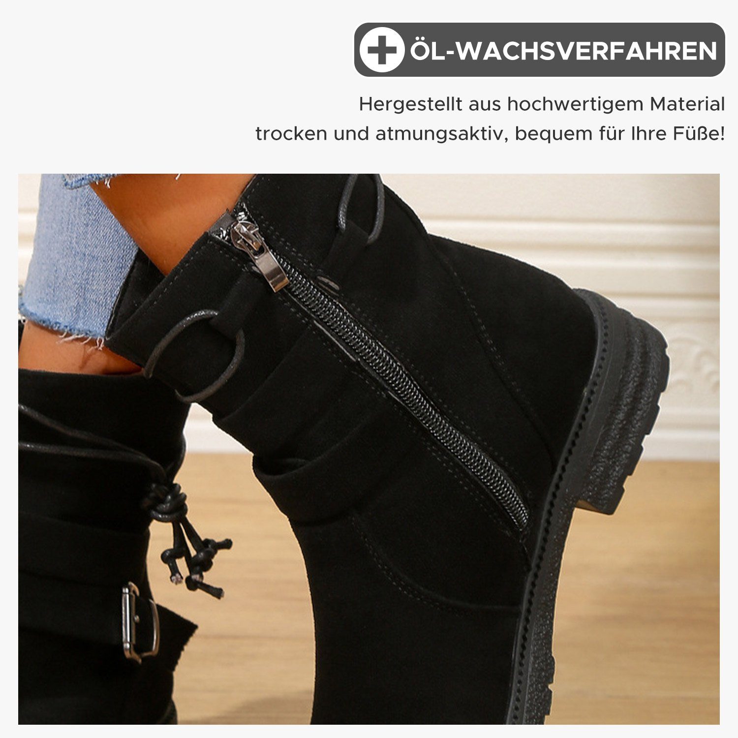 Daisred Damen Winterstiefel Booten Freizeit Flache Stiefelette Boots Stiefel