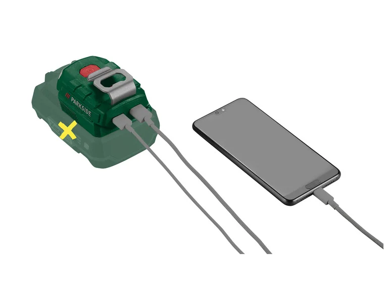 Adaptador de bateria USB PARKSIDE® com 20 pilhas AA de lítio-B3 e LED, 20 V