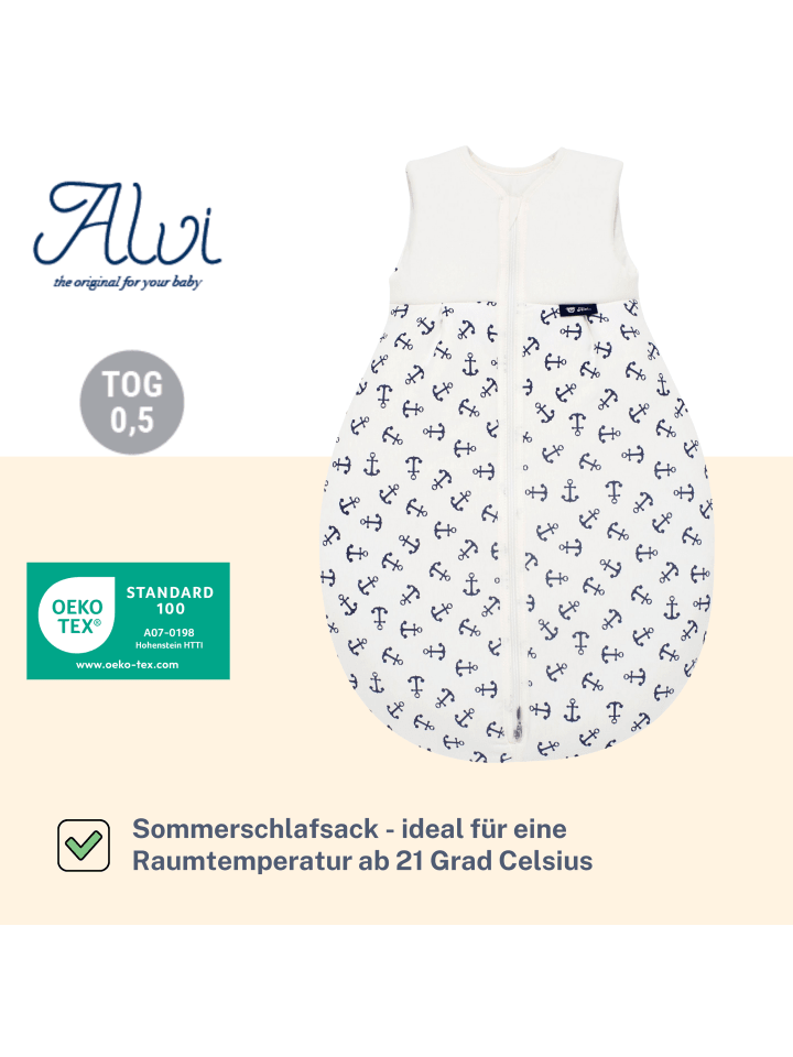 Alvi Mäxchen Sommer Schlafsack light Exclusiv in Anker Marine günstig kaufen 110