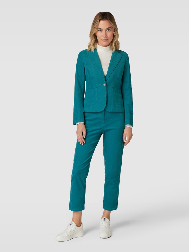 Blazer aus Cord mit Eingrifftaschen in petrol