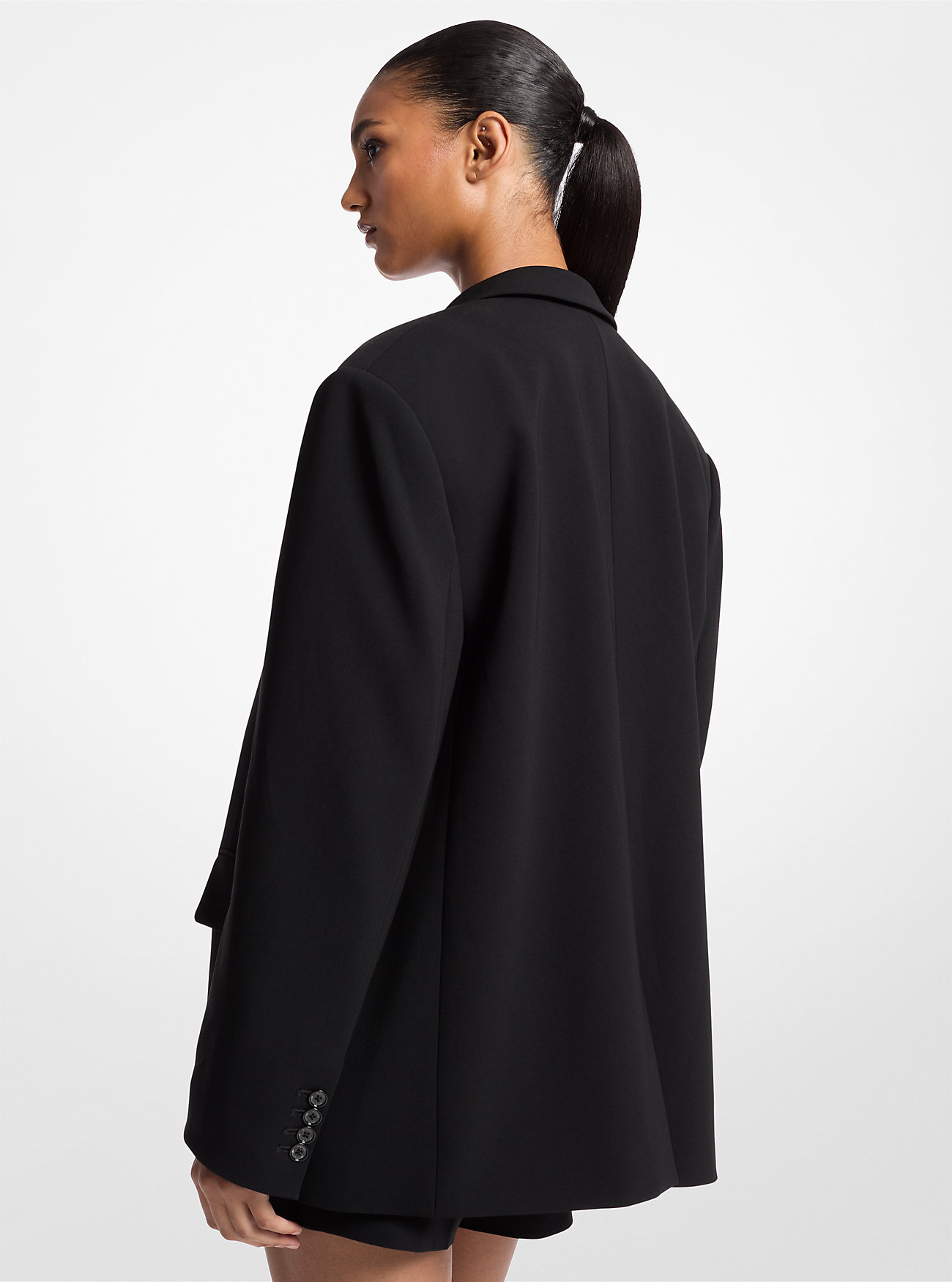 Oversized Crepe Blazer - BLACK