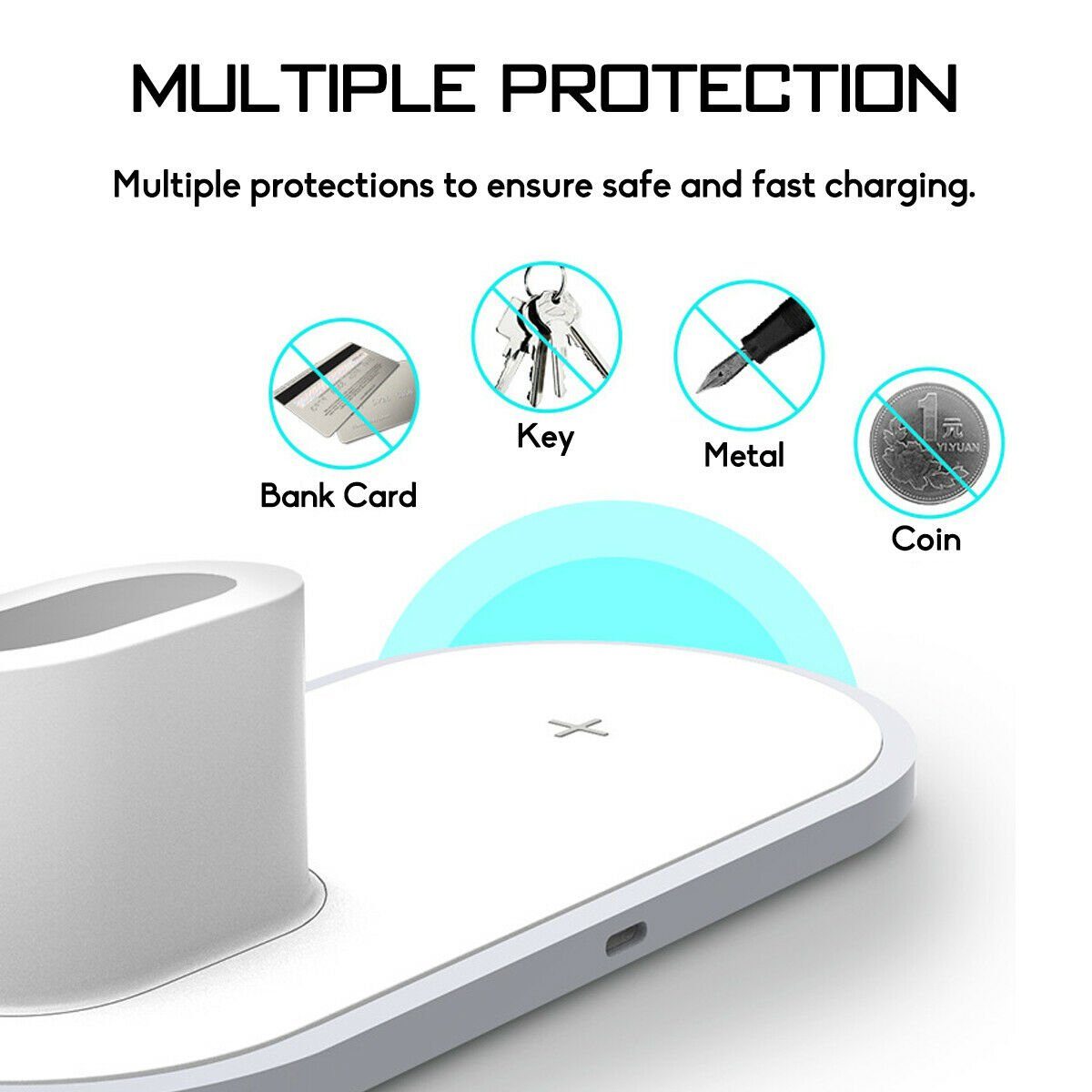 2Pace Smartphone-Dockingstation 2Pace® 3 in 1 QI Charger 10W Ladegerät Ladestation für Apple Watch, Airpods Anschluss,Apple Watch Anschluss