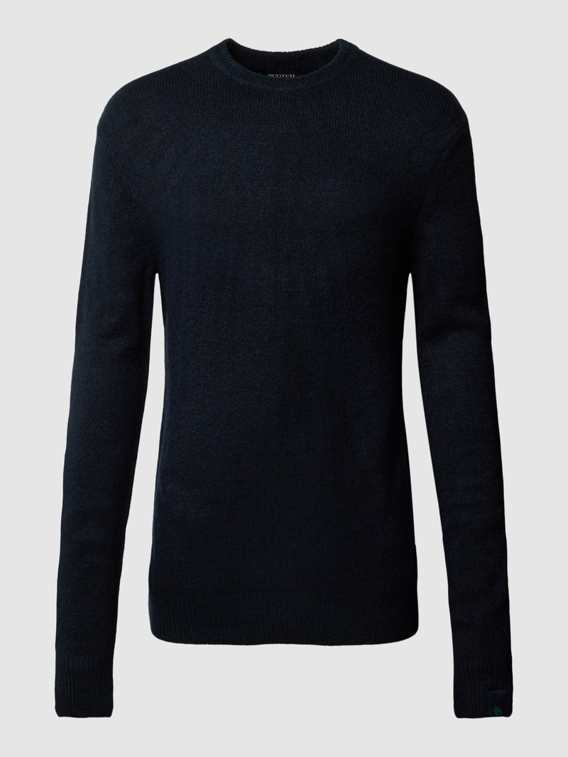 Strickpullover in melierter Optik in marineblau