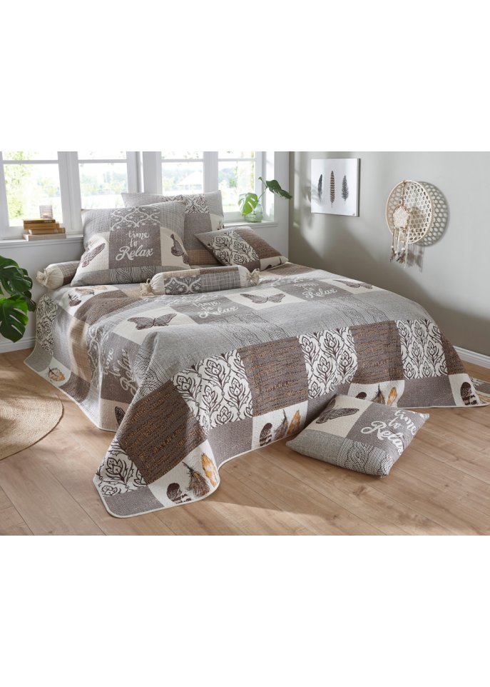 Tagesdecke mit Patchwork Druck
