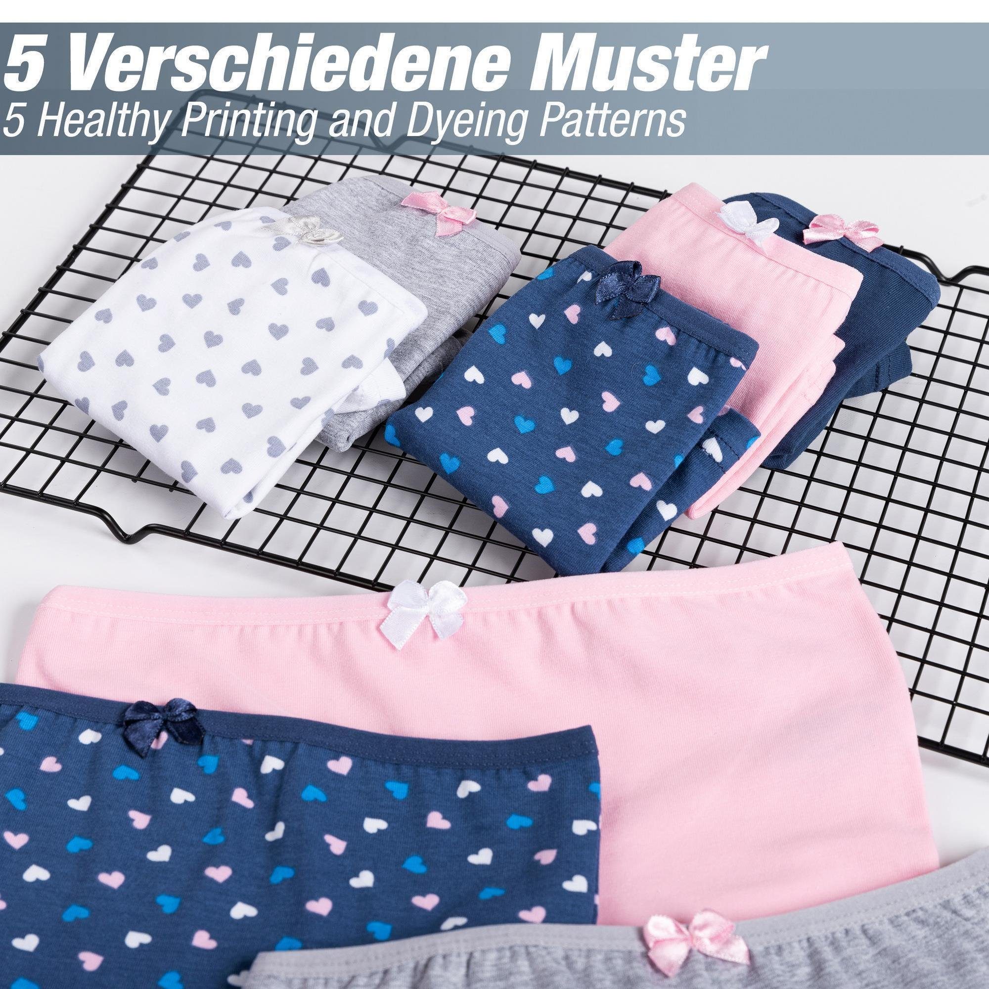 LOREZA Panty 10 Mädchen Pantys Unterwäsche Baumwolle - Herz Muster (Spar-Packung, 10-St)