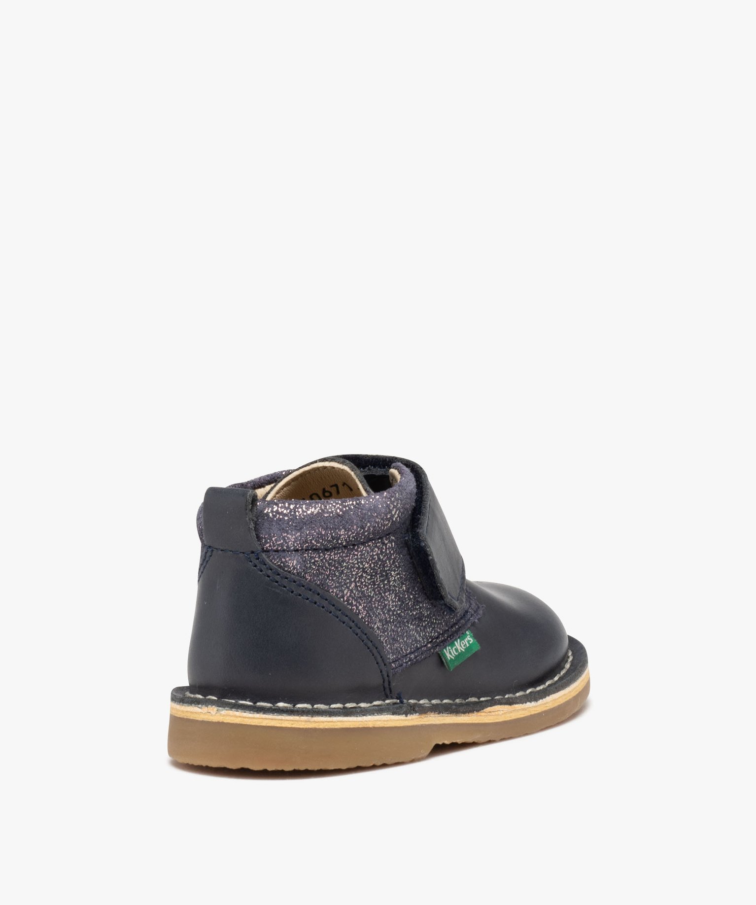 Bottes bébé fille en cuir uni à scratch - Kickers marine | GEMO