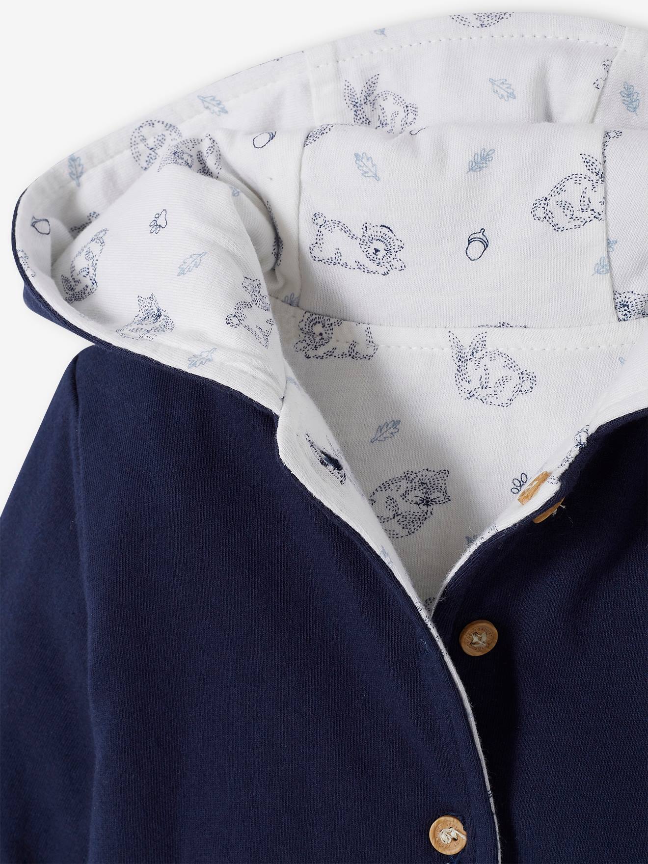 Veste réversible bébé à capuche ivoire