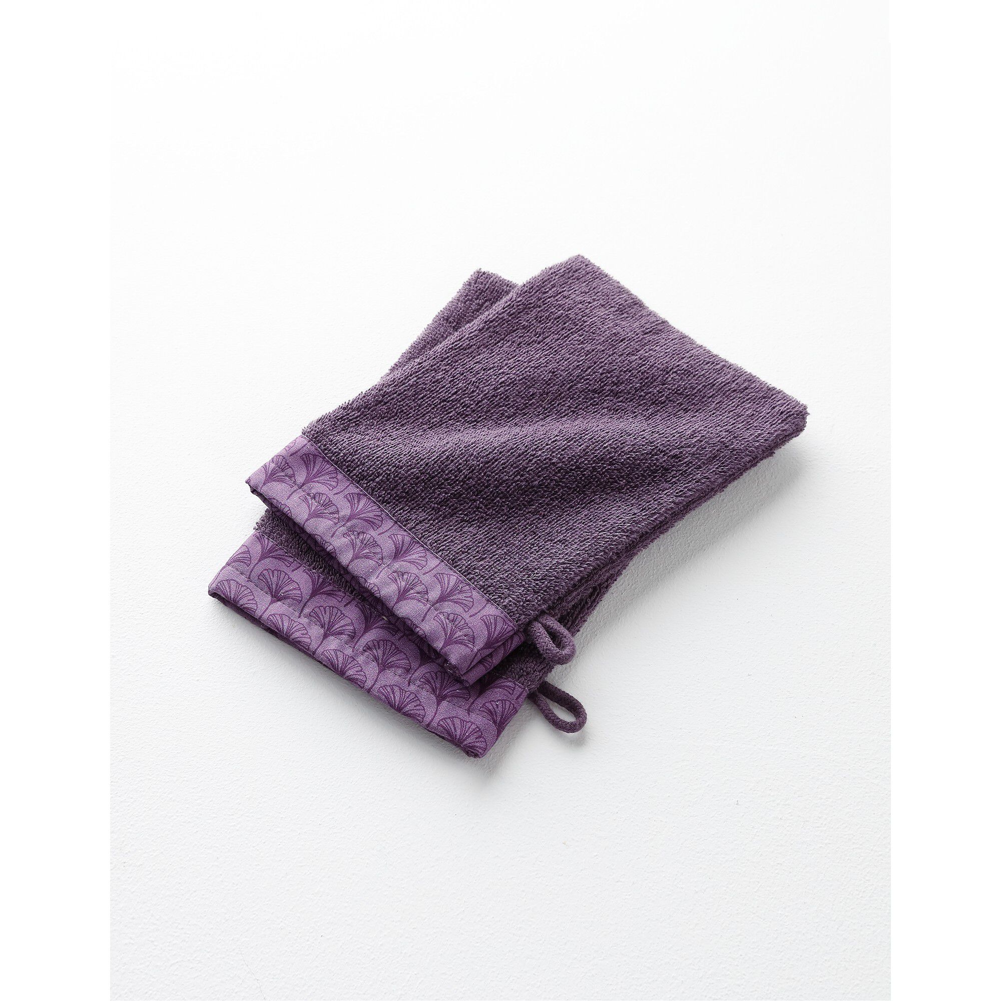 Éponge bouclette 420g/m² liteau imprimé ginkgo
