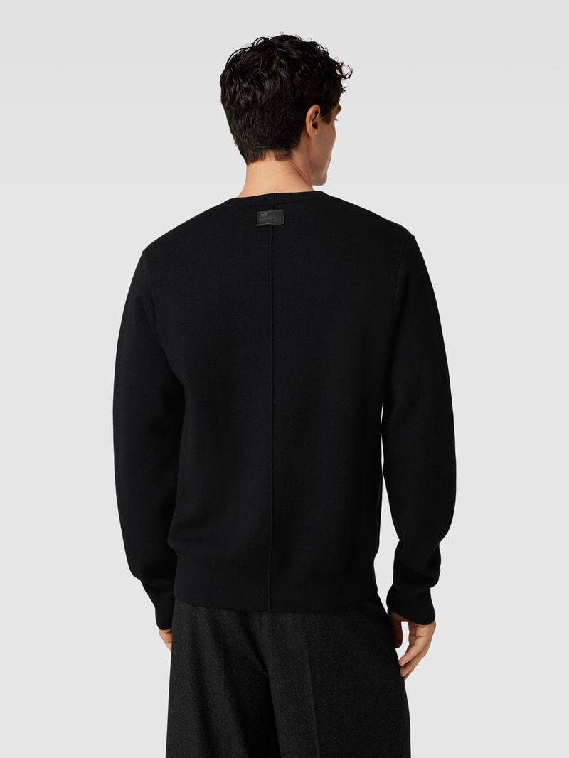 Strickpullover mit Motiv-Print Modell 'PULL' in schwarz