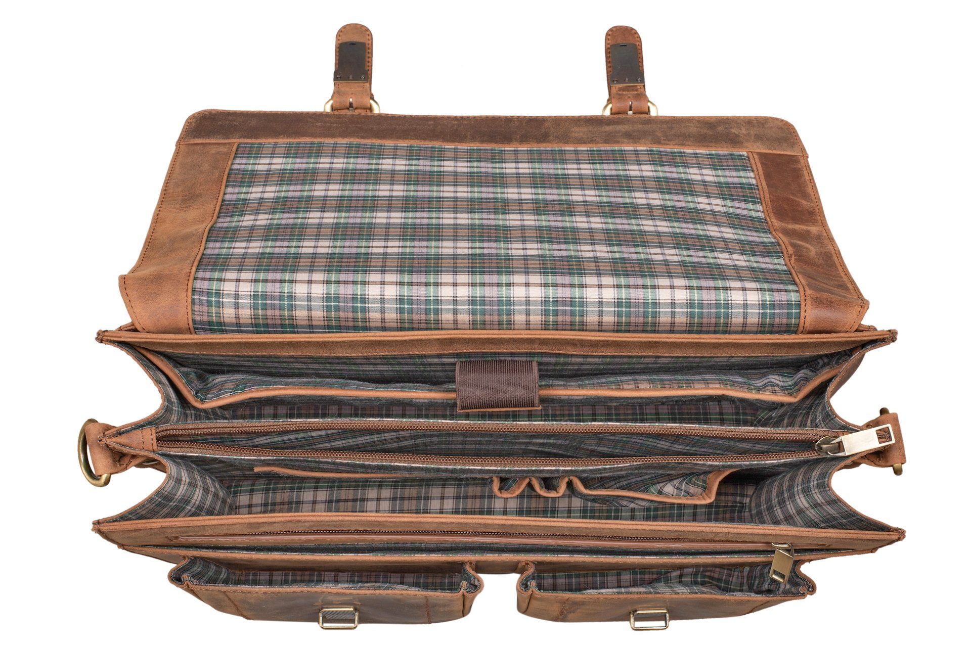 Benthill Aktentasche Echt Leder Laptoptasche Notebooktasche Umhängetasche Laptoptasche, Schultergurt / Umhängegurt Reißverschlussfach