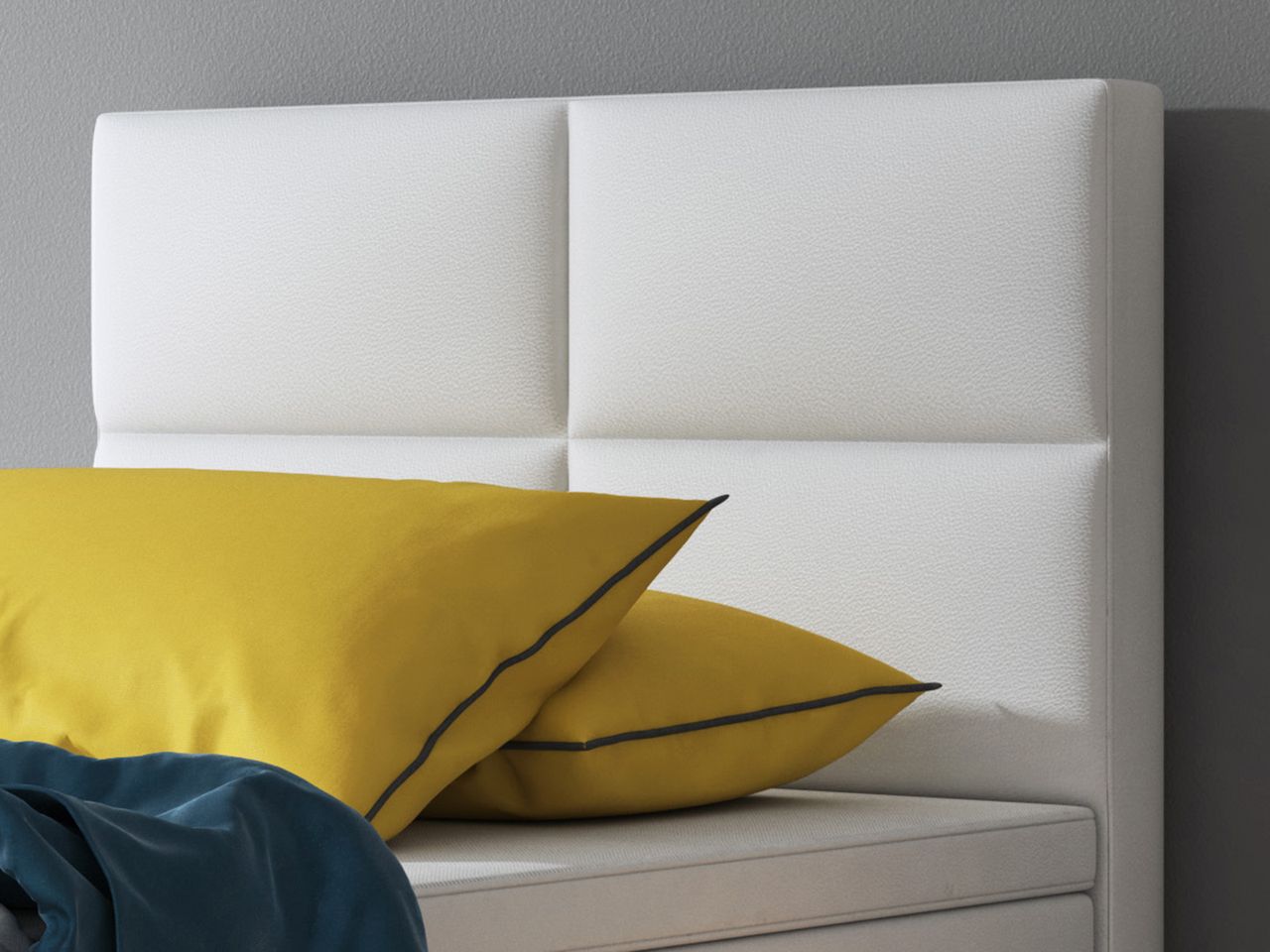 IHG Boxspringbett Miami mit Bettkasten 90x200 cm Kunstleder Weiß
