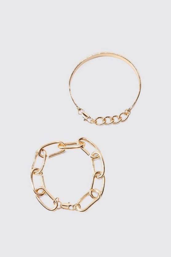 2er-Pack goldene Armbänder