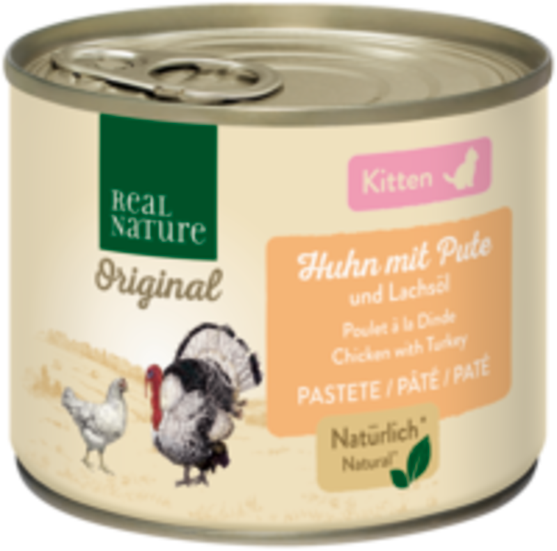 REAL NATURE Nassfutter REAL NATURE Kitten Huhn mit Pute und Lachsöl 24x200 g