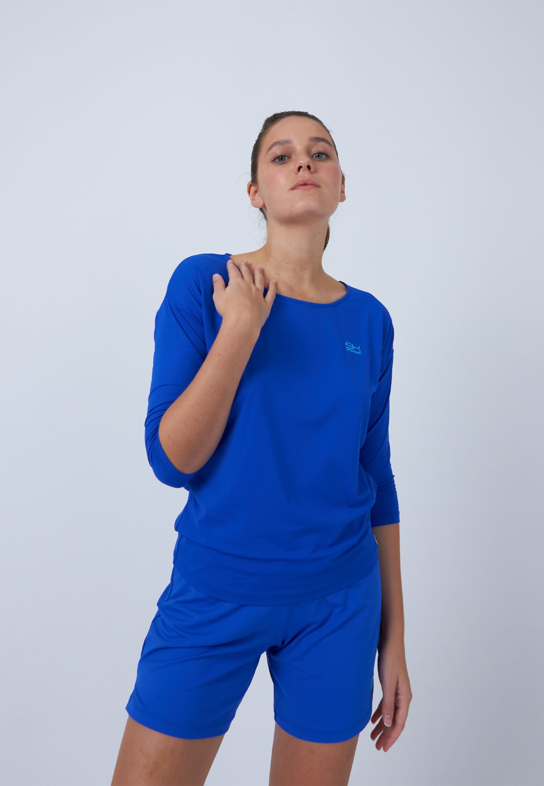 SPORTKIND Funktionsshirt Tennis 3/4 Loose Fit Shirt Mädchen & Damen kobaltblau