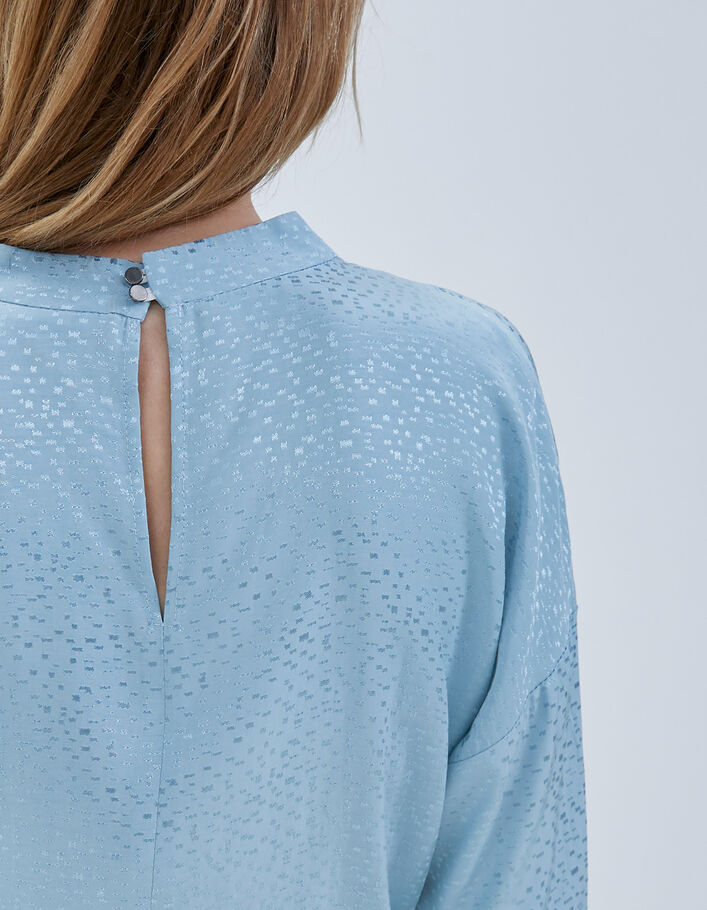 Blouse bleue jacquard fantaisie à motif graphique Femme