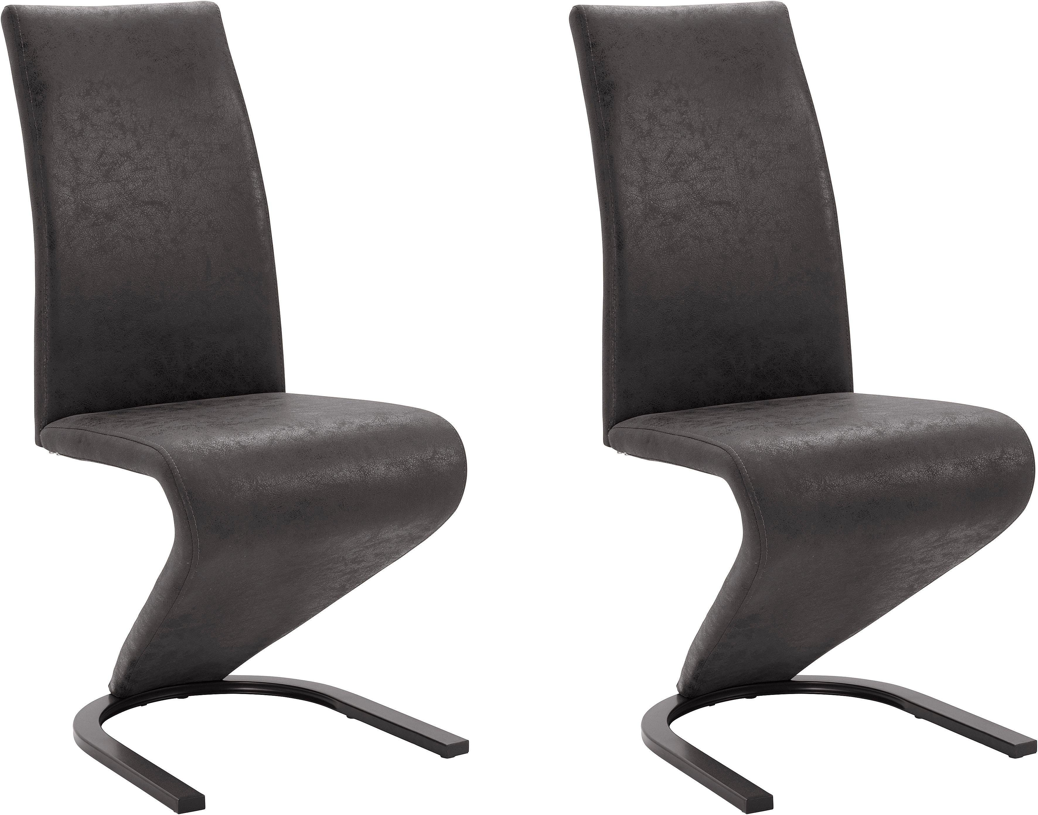 Home affaire Freischwinger Ziri (Set, 2 St), Bezug aus strapazierfähiger Microfaser, schwarzes Metallgestell