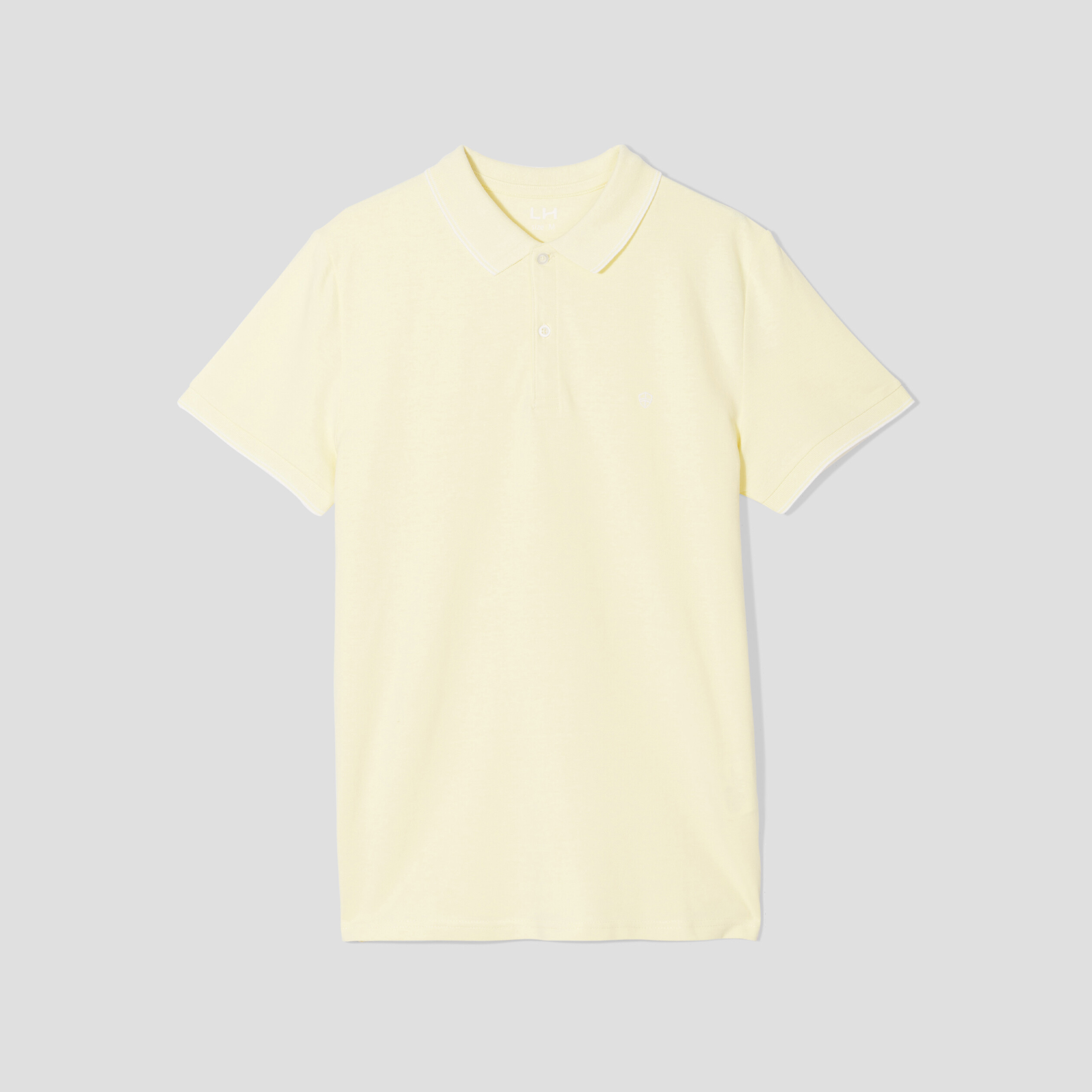 Polo manches courtes bords contrastés jaune clair homme | La Halle