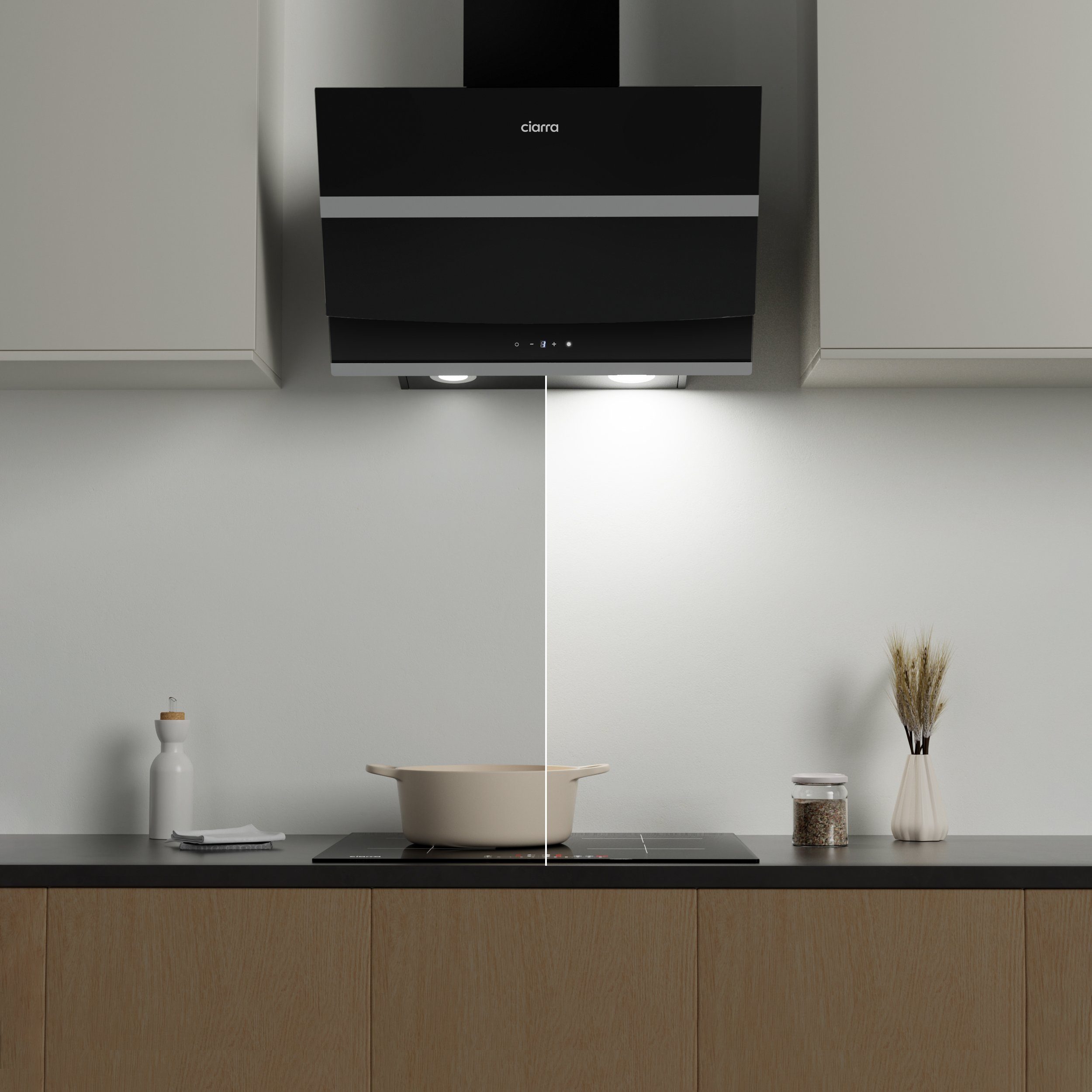 CIARRA Kopffreihaube CBCB6736N, A+++ 650m³/h Dunstabzugshaube 60cm WIFI APP & Touch Control Boost