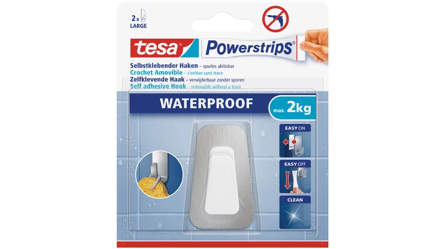 tesa Powerstrips® Waterproof Haken Large Metall/Plastik