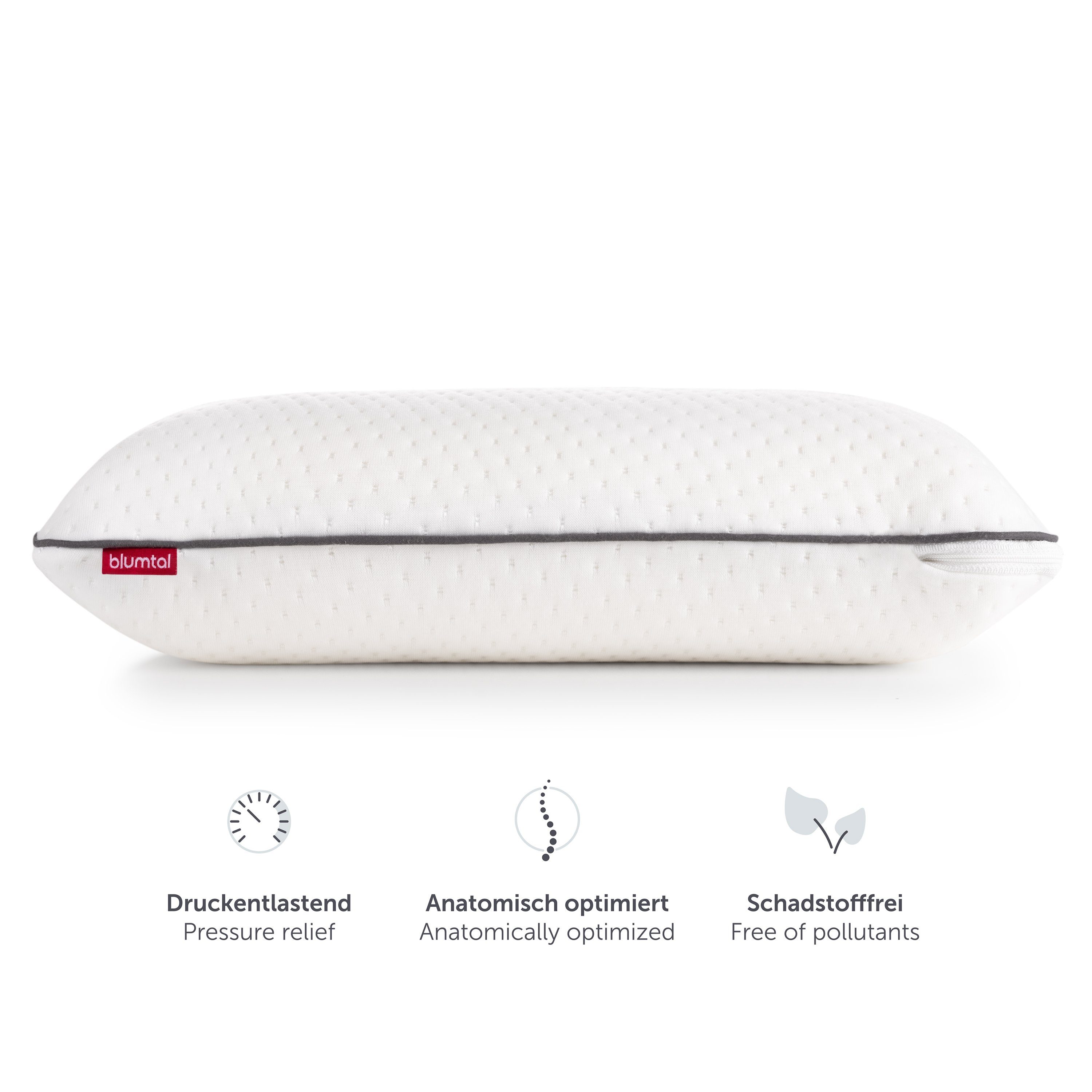 Blumtal Reisekissen Visco-Schaum Reisekissen Memory Foam - Reise Nackenkissen mit Tasche, mit Jersey Bezug, komprimierbar, ideales Camping Kopfkissen