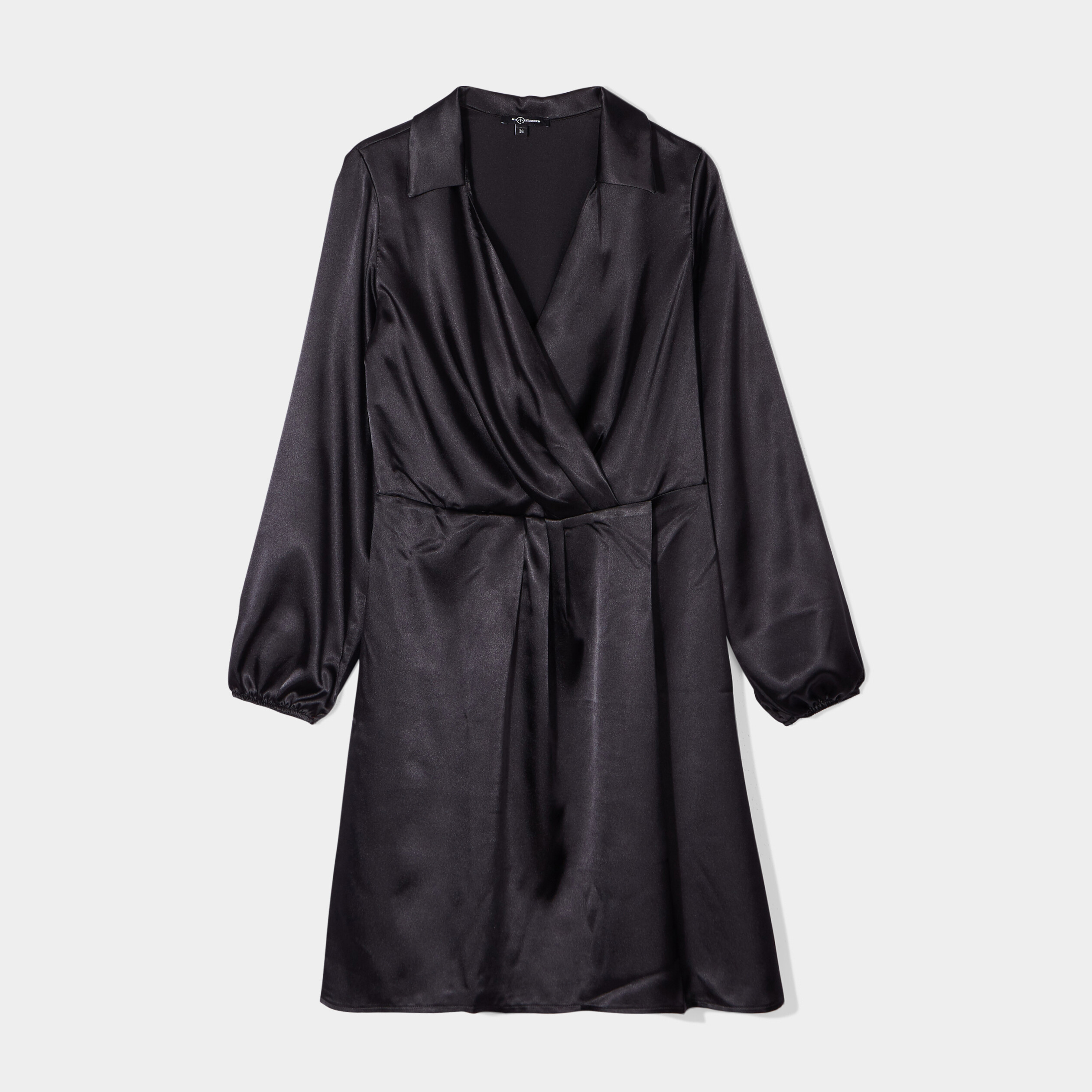 Robe courte trapèze satin Mosquitos noir femme | La Halle