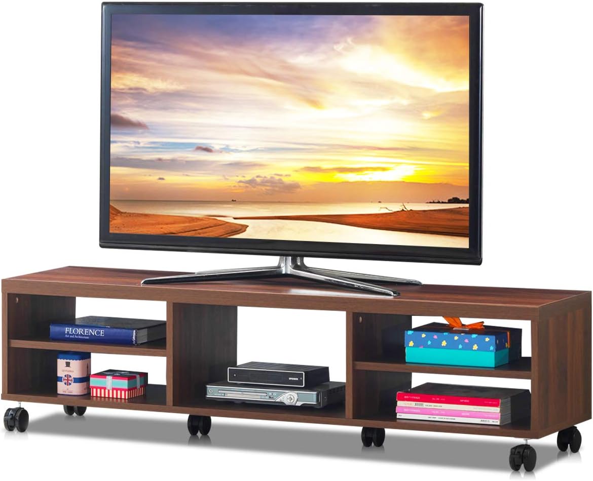 Costway COSTWAY TV Schrank rollbar, Fernsehschrank Holz, 150 x 32 x 40 cm