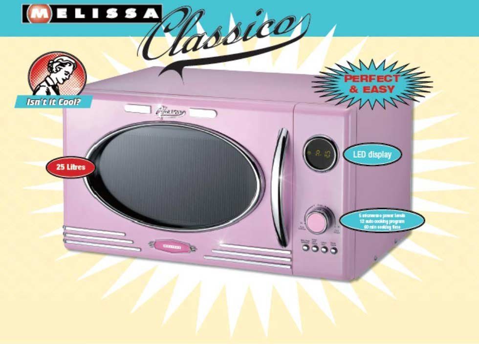 MELISSA Mikrowelle 16330125 rosa im Retro Design mit Grill