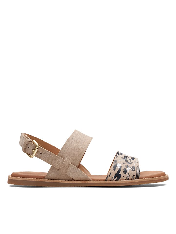 Clarks Leder-Sandalen in Beige/ Schwarz günstig kaufen