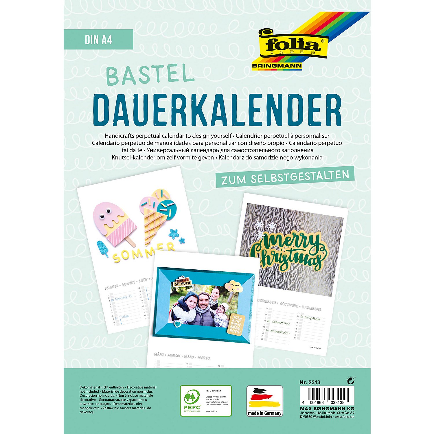 folia Bastel-Dauerkalender, weiß, 21 x 29,7 cm, 1 Stück