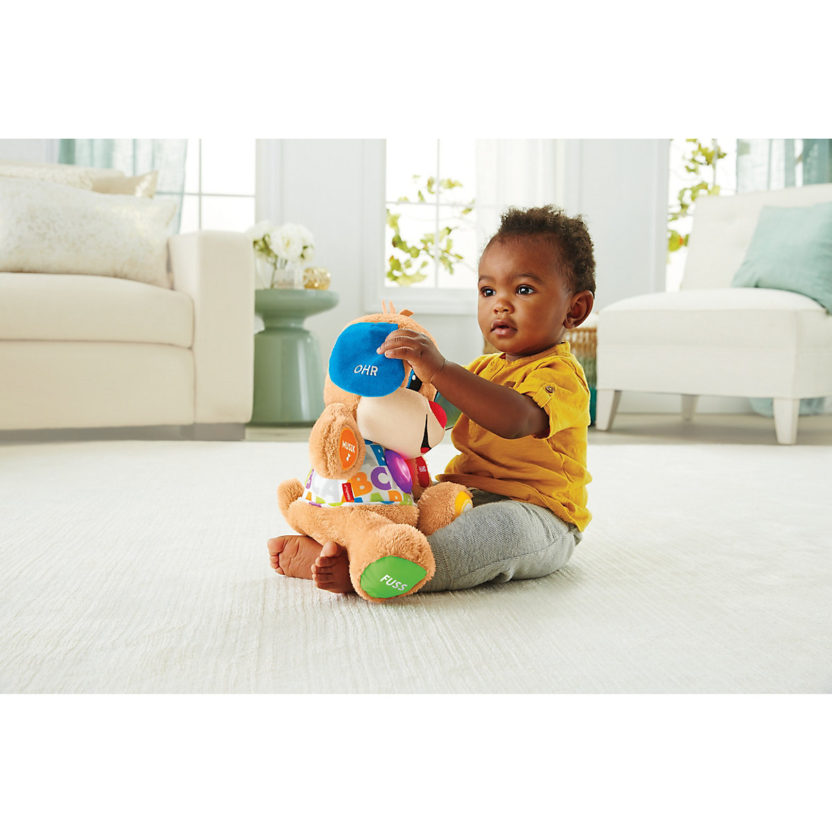 Fisher-Price Lernspaß Hündchen, Baby-Spielzeug mit Musik, Kuscheltier, Lernspielzeug