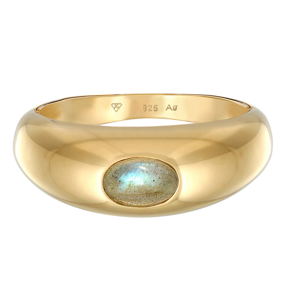 Elli PREMIUM Elli PREMIUM Bague Solitaire Femme Simple avec pierre précieuse Labradorite en ar Bague